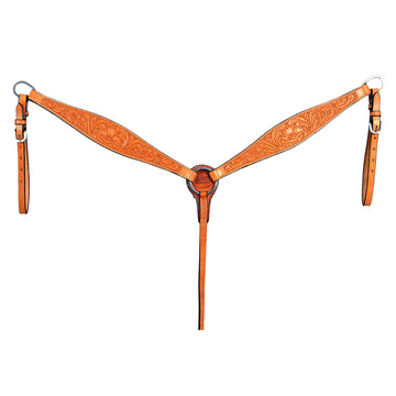 HILASON Western Genuine Leather Horse Breast Collar Tack Tan Floral